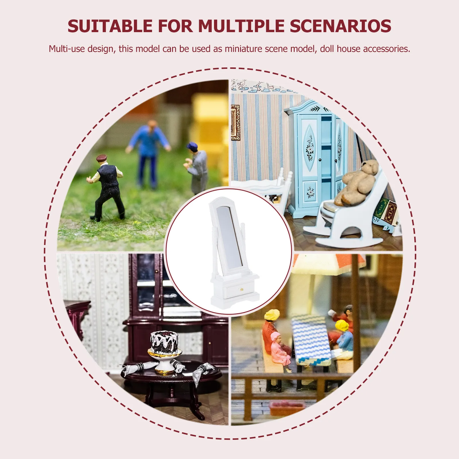 

Miniature Dressing Mirror High Grade Birch Wood 1 12 Scale Compact Portable Mini House Furniture Dollhouse Accessories Landscape