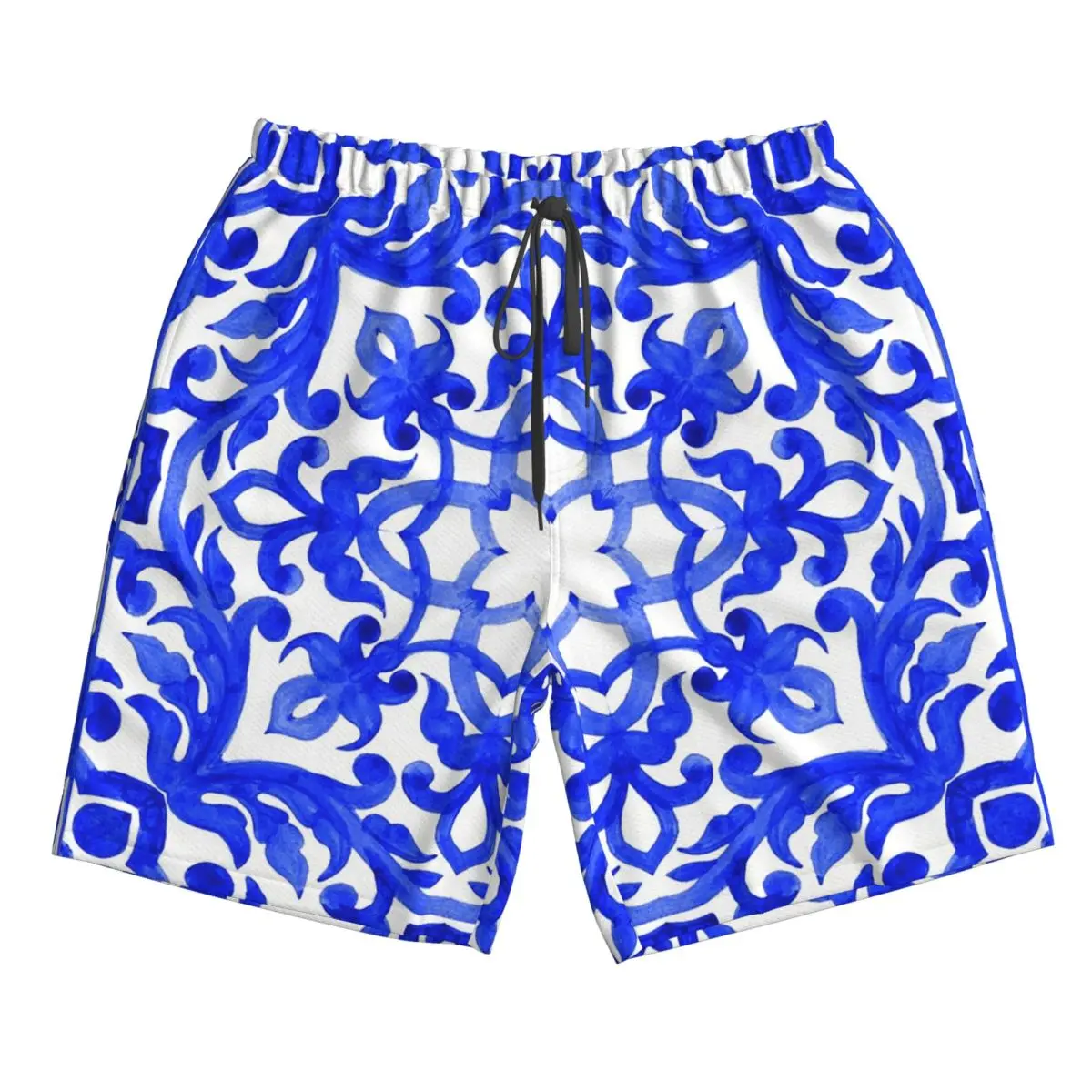 

Portuguese Azulejo Tiles Trunks Beach Board Shorts Casual Quick Dry Swim Summer Men Pants