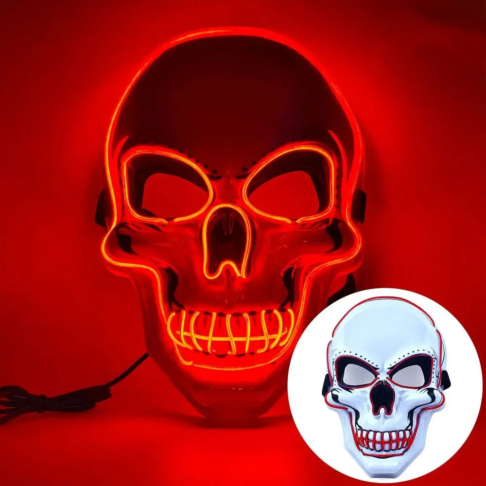 Mode Horror Halloween Schedel Masker Halloween Cosplay Kostuum LED Koud Licht Masker LED Licht Cosplay Masker Party Make-up Bal