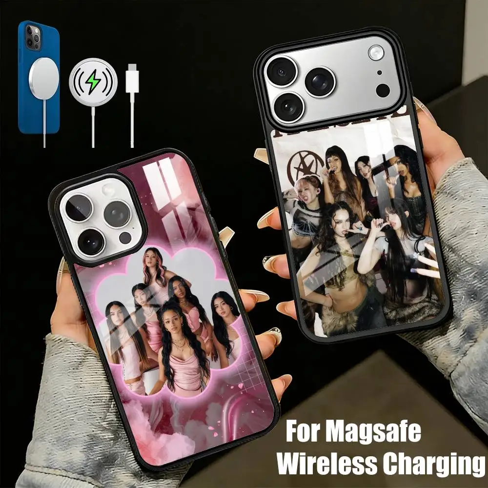 

Eyekons Pink K-KATSEYE Hot Phone Case For iPhone17,16,15,14,13 Plus,Pro Max Magnetic For Magsafe Wireless Charging