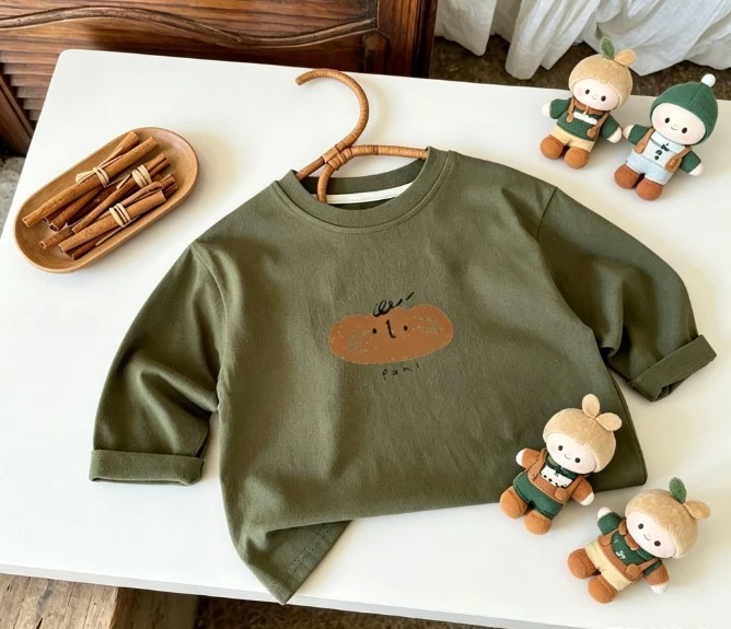 Kids Sample Print T Shirt Multiple Sleeve Length Options Soft Fabric Children Home Clothing Sport Wear Children Costume Top Wear