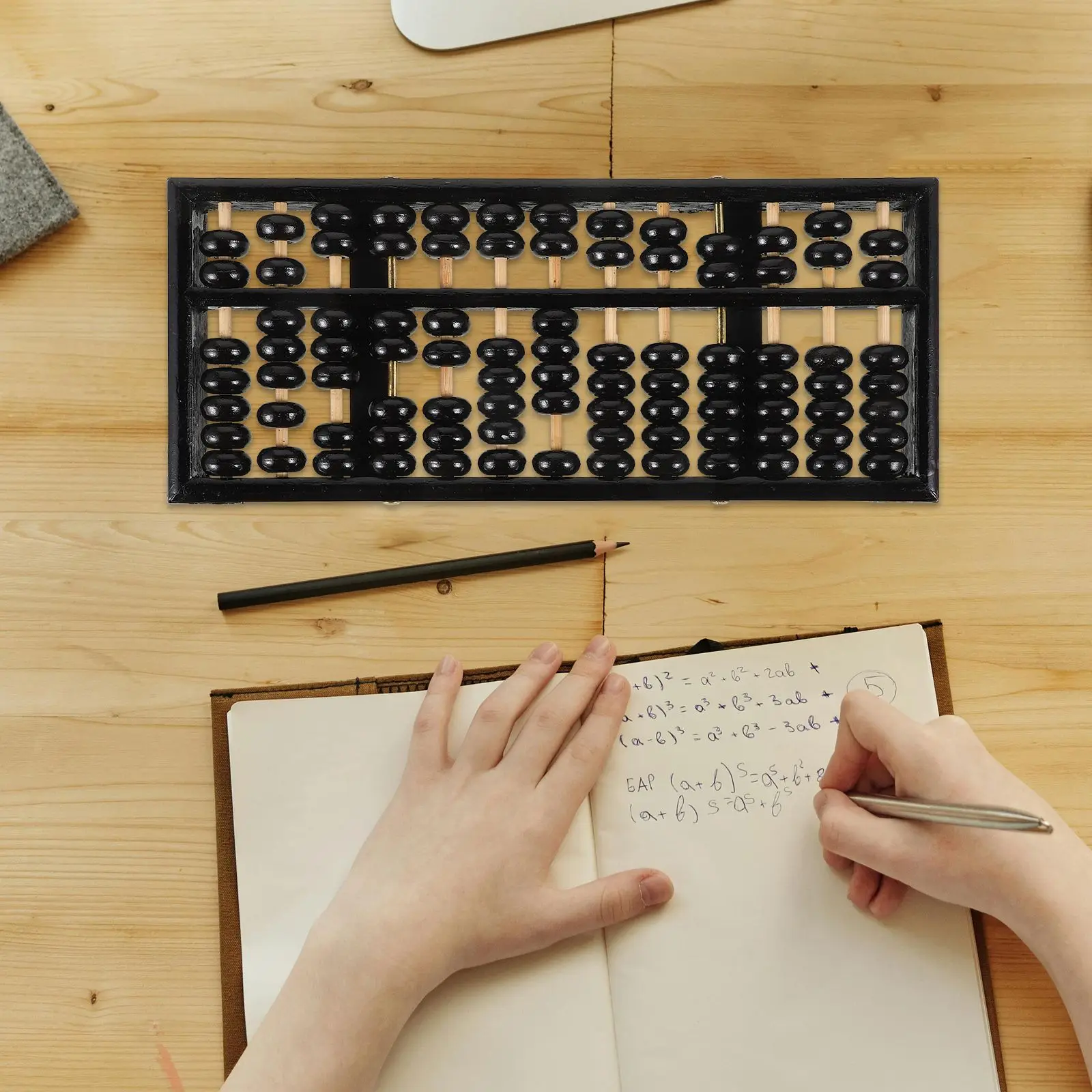 Wooden Abacus for Kids Children Arithmetic Frame Students Math Bead Counting Tool 13 Digits Rods Educational Toy Brain