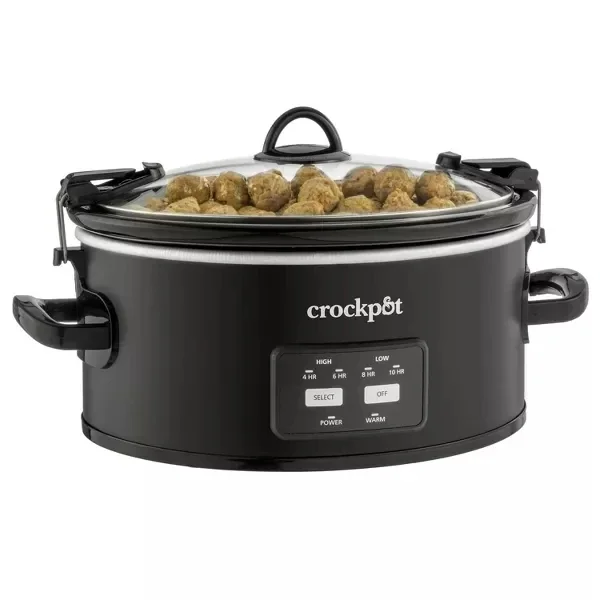 Crock-Pot 6qt программируемая медленная плитка для приготовления пищи и переноски черная фотография