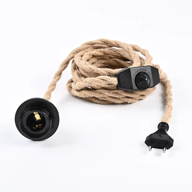 

‌ Подвесной светильник из пеньковой веревки со шнуром питания длиной 4,6 м — патрон лампы E26/E27 и вилкой европейского стандарта для лампы Эдисона