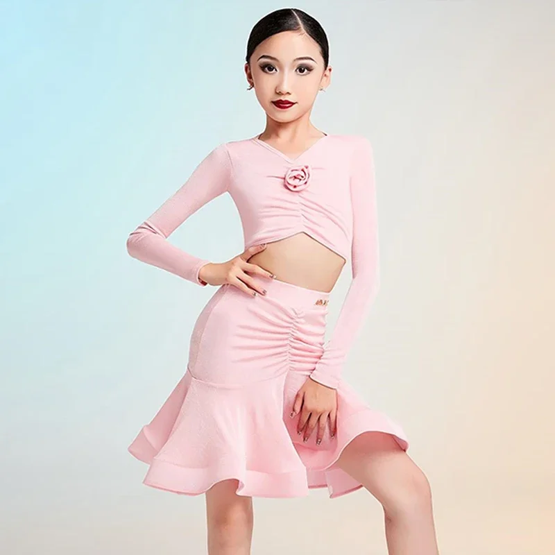 

Latin Dance Training Clothes For Girls' Tango Dancing Stage Performance Wear Practice Dancing Clothing Prom Waltz Costum