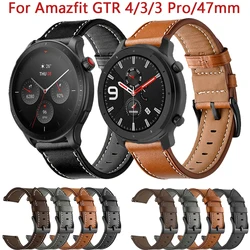 Amazfit GTR용 가죽 팔찌, 손목 스트랩, 샤오미 Amazfit GTR 4, 3, GTR4, GTR3 프로, 2, 2e 스마트워치 워치 밴드, 22mm, 47mm