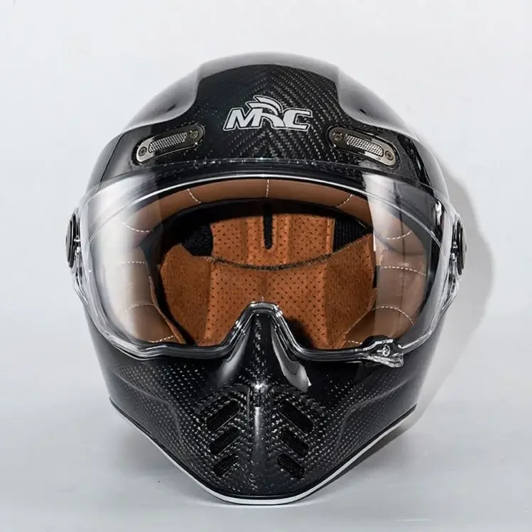 Full Face Helmets Motorcycles Ride Personality Racing Crash  Horn Predator Electric  Motorcycle Carbon Fiber