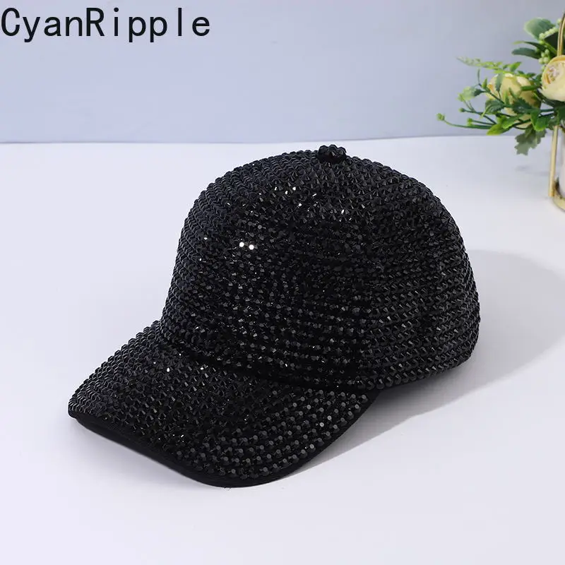 

Handmade Diamonds Baseball Cap All-match Spring Summer Blingbling Rhinestone Peaked Cap Outdoor Breathable Sun Hats Women