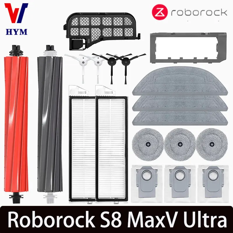 Roborock S8 MaxV Ultra Accessories Robot Vacuum Cleaner Main Side Brush Hepa Filter Mop Dust Bags Spare Parts