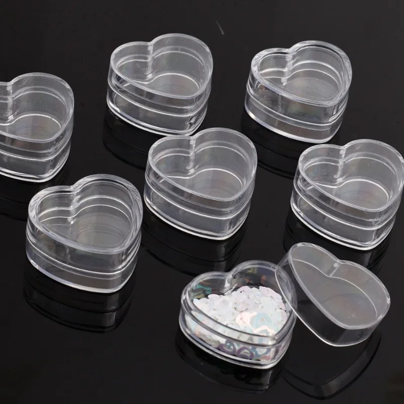 1/20pcs Mini Transparent Plastic Storage Box Acrylic Heart Boxes Pill Moisture-proof Small Case DIY Jewelry Portable Packaging