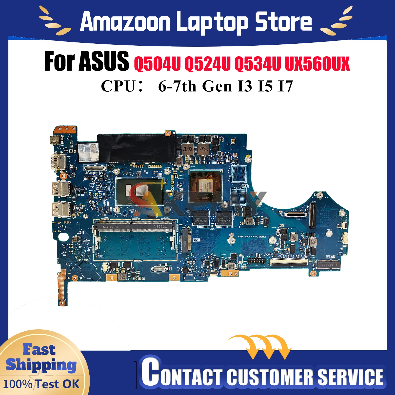 

UX560UX Laptop Motherboard For ASUS ZenBook Q524U UX560U Q504U Q534U UX560UQ UX560UQK UX560UXK UX560UX Mainboard W/ I3 I5 I7 CPU