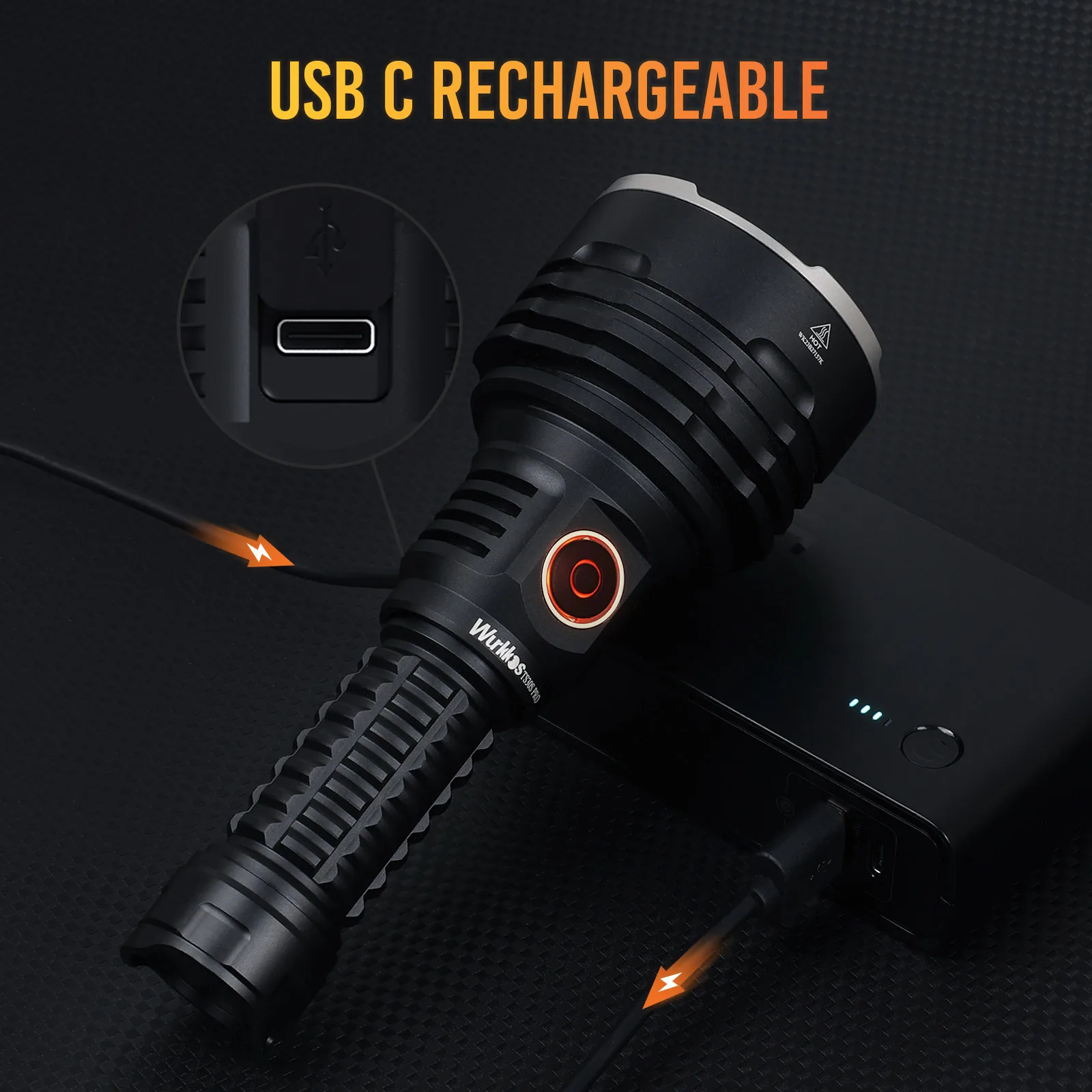 Imagem -04 - Wurkkos-self Defense Tactical Lanterna Trabalho Luz Poderoso Lâmpada Led 6000lm 1086 Metros Power Bank Anduril 2.0 Ts30s Pro 21700