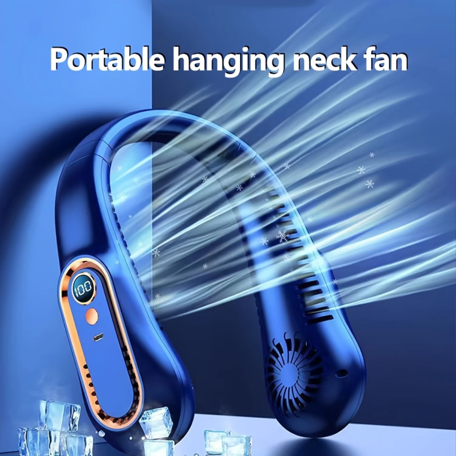 

5-Speed Portable USB Neck Fan with Digital Display - Wearable, Rechargeable, ° Flexible Cooling, Quiet Operation, Strong Wind -