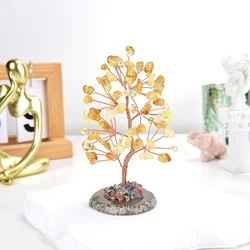 Árbol de cristal de la suerte, Base de piedra aleatoria, Topacio Natural, árbol de dinero para energía positiva, decoración del hogar y la Oficina