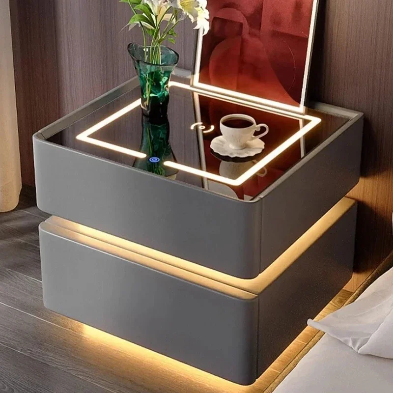 Light Door Lock Nightstand Bedroom Furniture Bedside Table Nightstand Bed Table