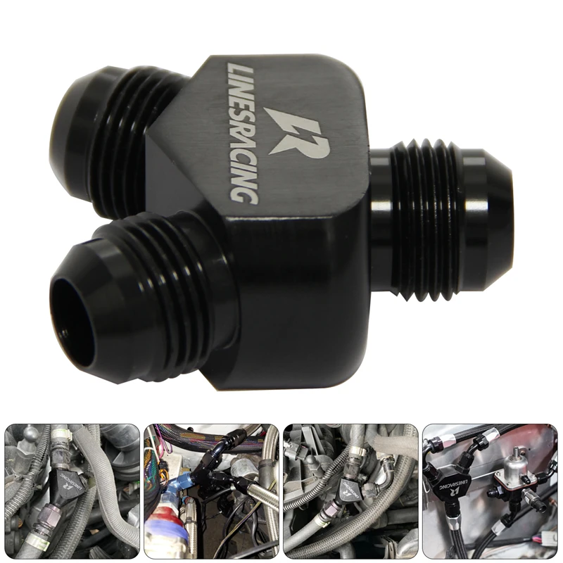 AN8 AN-8 Inlet AN8 8AN Outlet Y Block Car Aluminum Alloy Fittings Adapter Black