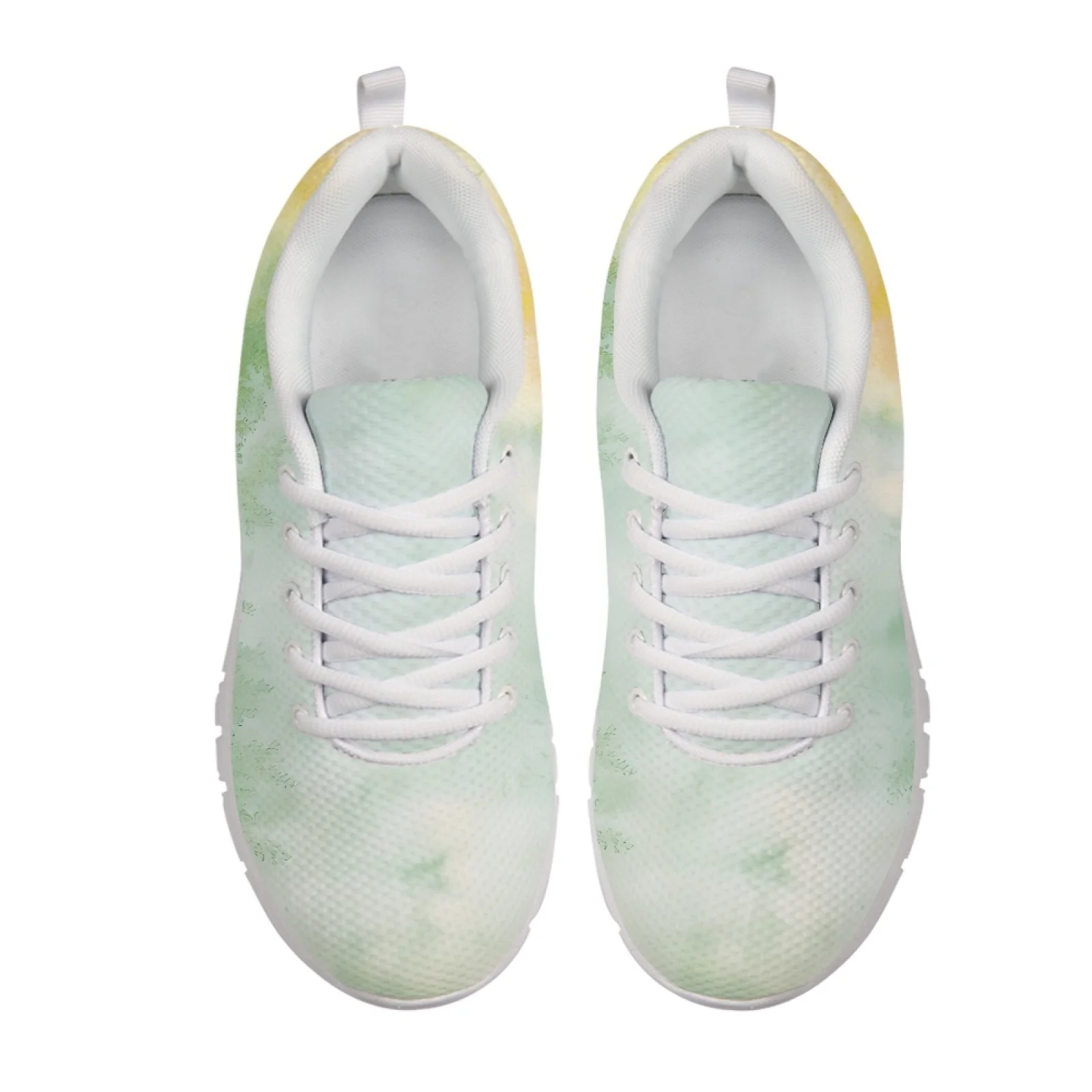 Coloranimal Lace-up Lace Up Athletic Work Shoes for Men Womens Athletic Walking Sneakers for Jogging Green Yellow Tie Dye