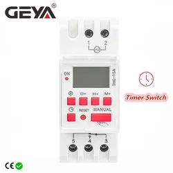 GEYA-Interruptor de temporizador Digital eléctrico programable, temporizador electrónico, THC-30A, 20a, 16A, CA, CC, 12V, 24V, 110V, 220V, 240V