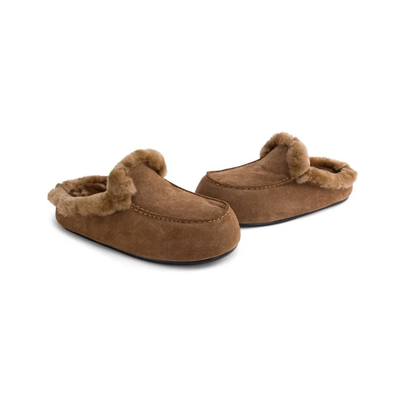 British Style Bag Head Slippers Women's Autumn and Winter Warm Fur Integrated One Pedal Hair Drag Ins Hot