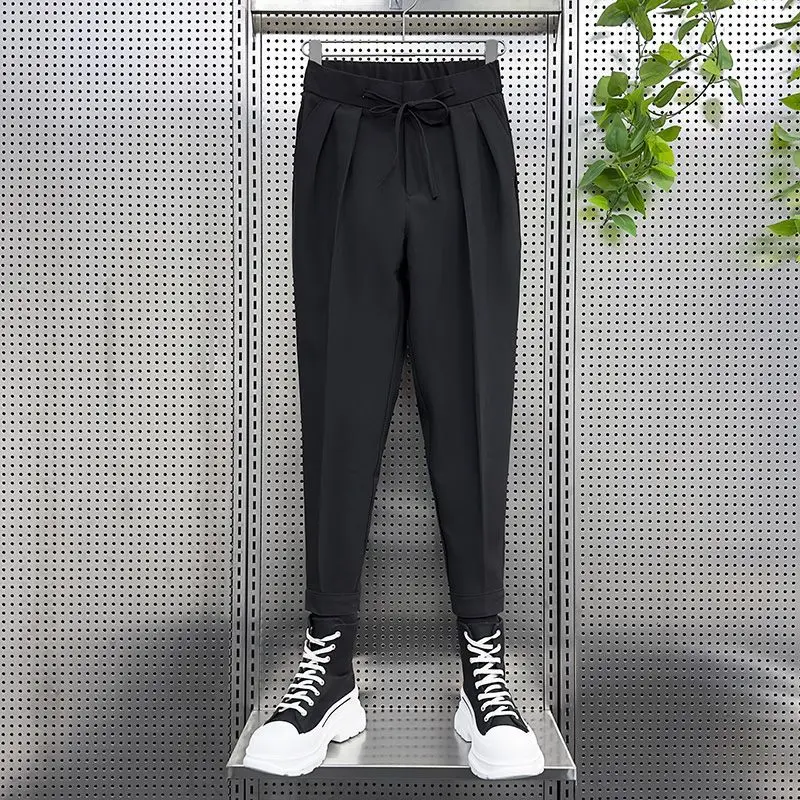 

Black Baggy Man Suits Pants Summer 2025 Suit Trousers for Men Elegant Clothes Offer Fashion Spring Classic Formal Fine Slacks