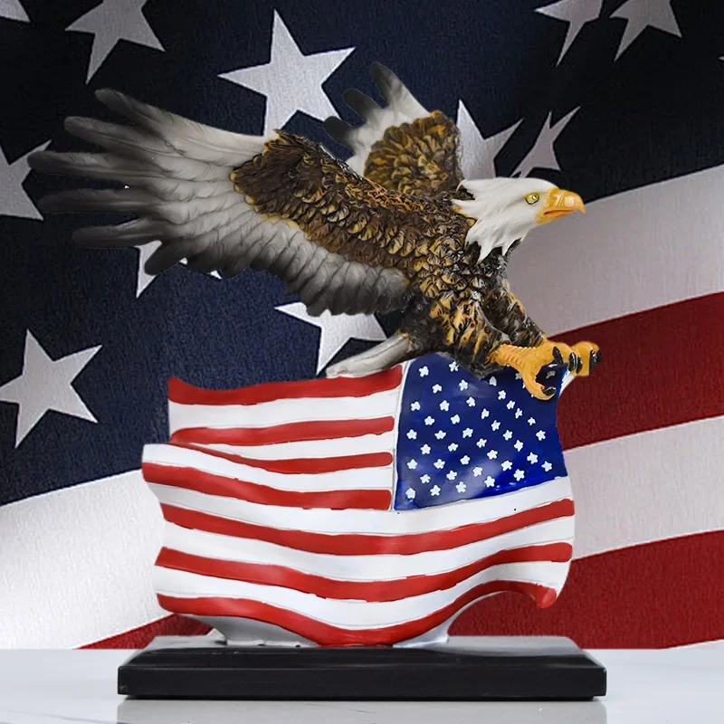 American Eagle Statue Resin Craft, American Animal Figurine Home Office Decor, Sculpture for Shelf Bookshelf Table Living Room