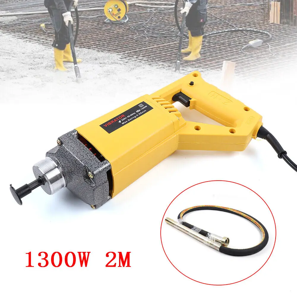 1300W Professional Industrial Electric Concrete Vibrator Motor Hand-Held Vibrating Machine Tool with 2m Hose 220V