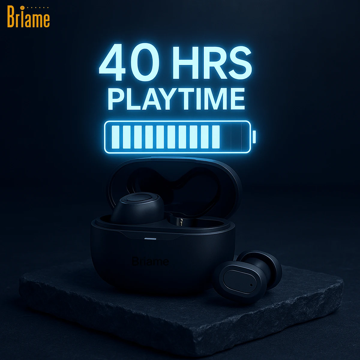 Briame سماعات أذن لاسلكية داخل الأذن سماعات بلوتوث صغيرة Hifi صوت سماعات أذن 40H طويلة الأمد الاستعداد سماعات بلوتوث ستيريو