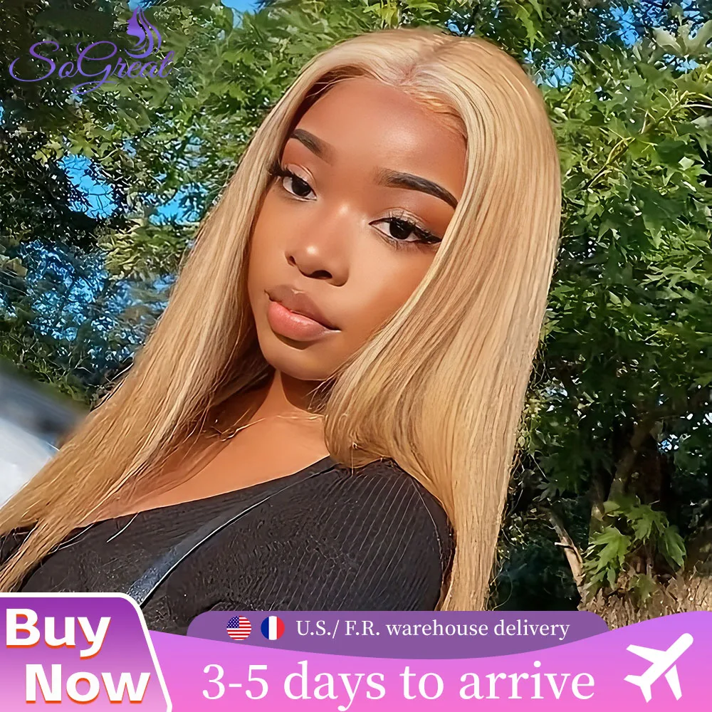 

Honey Blonde Wig Human Hair 13X6 HD Lace Front Wigs #27 Colored Brazilian Straight Lace Frontal Wigs Pre Plucked Wigs For Women