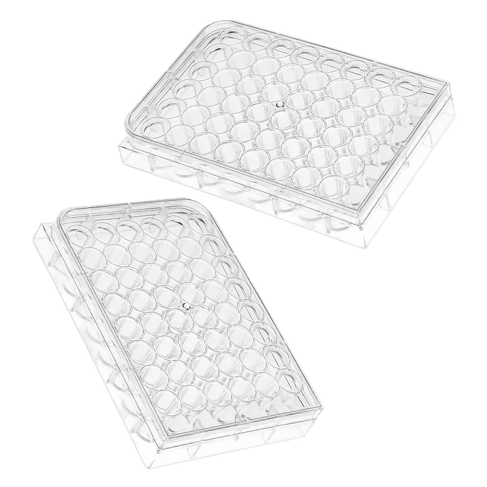 

2 Pcs 48-well Culture Plate Cell for Lab Tray with Lid Laboratory Tissue Dishes