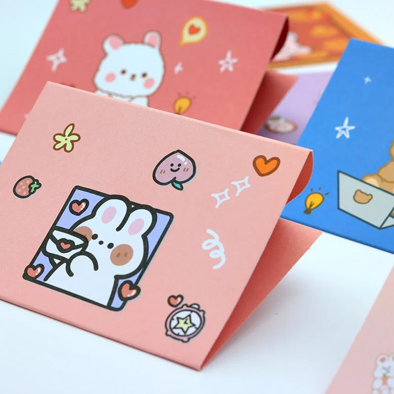 لطيف الكرتون بطاقة المعايدة نعمة شكرا المغلف بطاقة بريدية رسالة ورقة قابلة للطي بطاقة تهنئة جميلة هدية السنة الجديدة #4