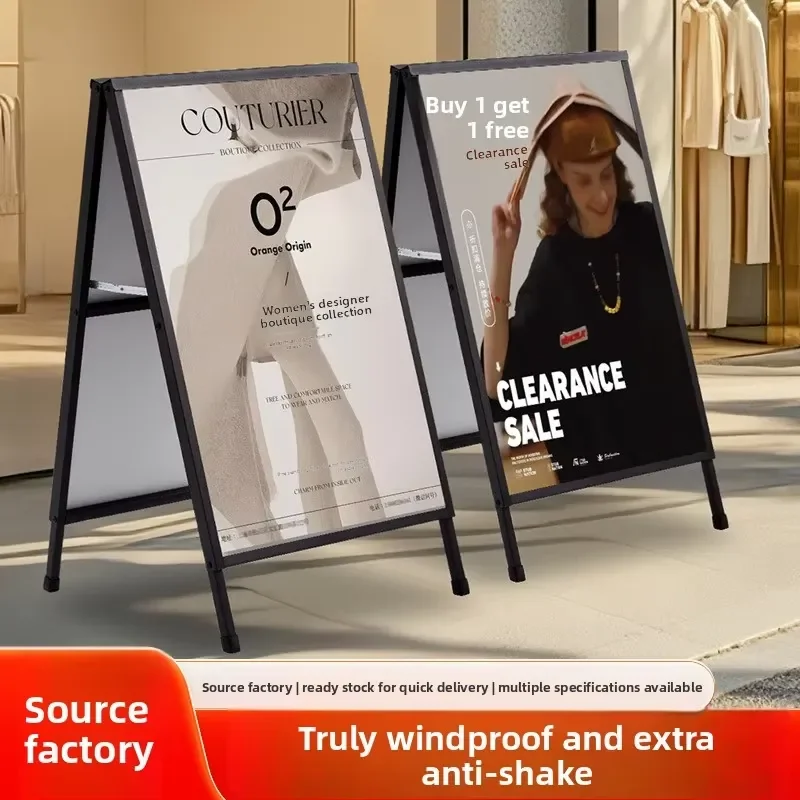 Custom Color Acrylic A Frame Sign Stand Double Sided Foldable Windproof Display Board for Outdoor Milk Tea Coffee Shop