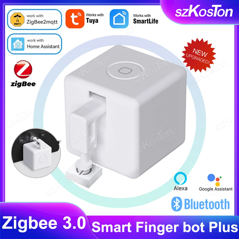 Tuya Bluetooth Zigbee Smart Finger bot Plus Switch Button Pusher Touch Arms Finger Robot Work with Alexa Google Alice Smart Life