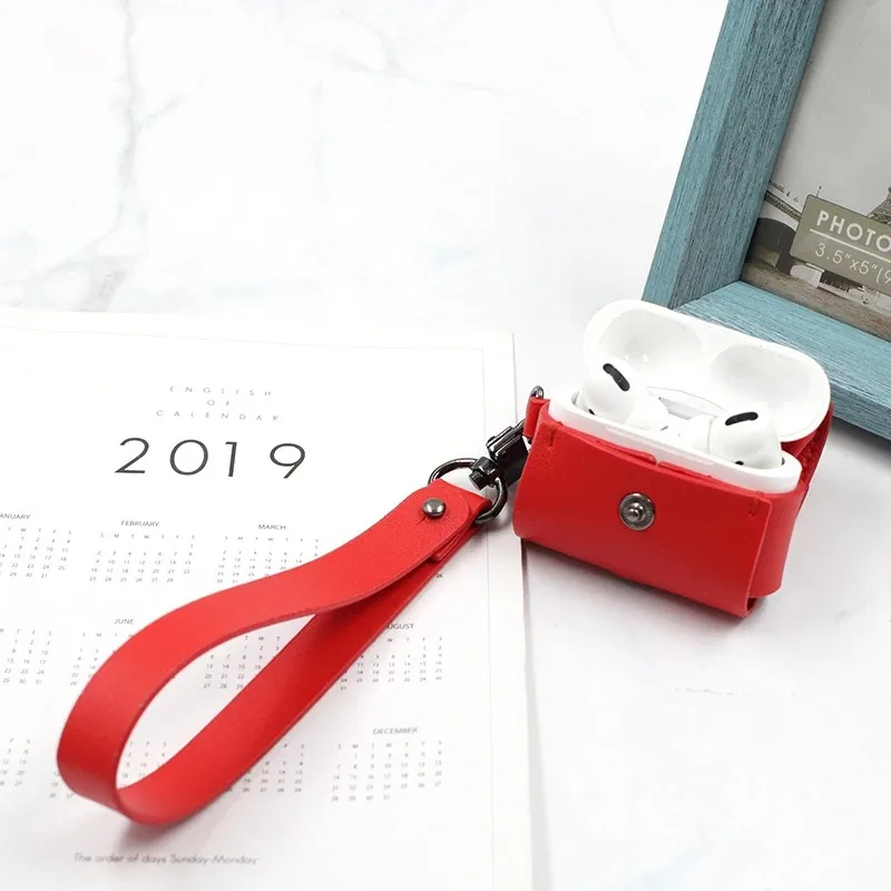 Para AirPods Pro funda con correas, funda protectora de cuero suave para Apple para AirPod Pro funda de 2a/1a generación, funda Acce