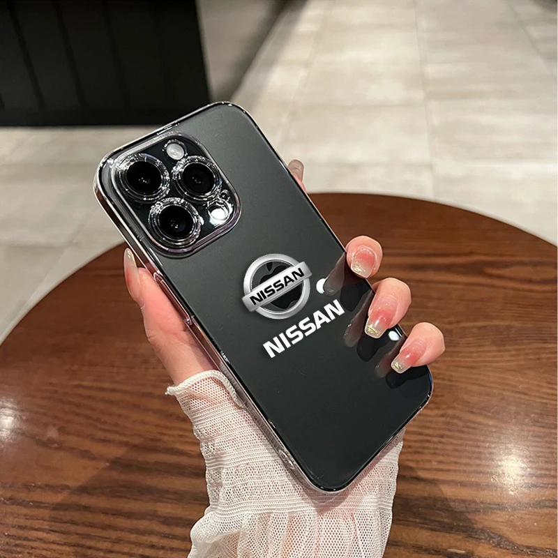 حافظة هاتف شفافة فاخرة لهاتف آيفون 11 12 13 14 Pro Max XR X XS SE 8 Plus لنيسان X-trail قاشقاي نوت جوك سنترا باترول ليف