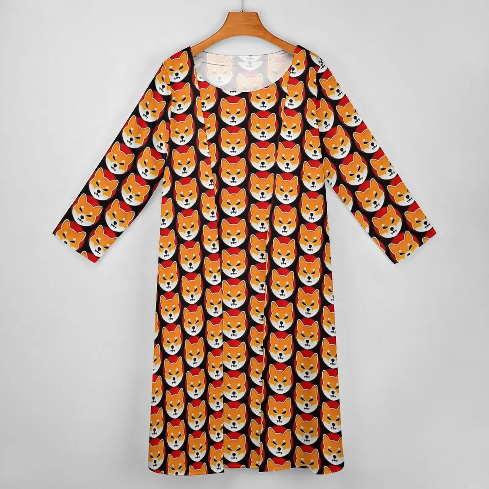 Shiba Inu Crypto Coin Print Dress  Kawaii Maxi Dress Two Piece Graphic Boho Beach Long Dresses Street Fashion Big Size Vestido