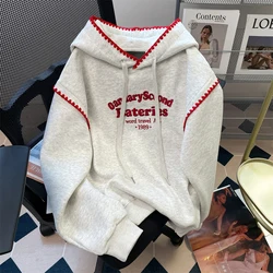 Dames casual sweatshirts Amerikaanse stijl borduurwerk brief jassen met capuchon trui tops mode contrasterende kleur hoodies jas