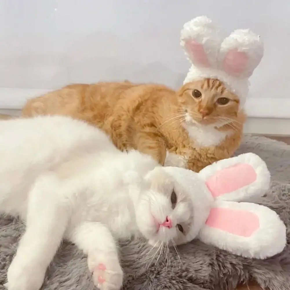 1pc Bunny Ears Cat Hat Themed Pet Costume Knit Fabric Set Comfortable Polyester Pullover Headwear for Cats & Small Dogs
