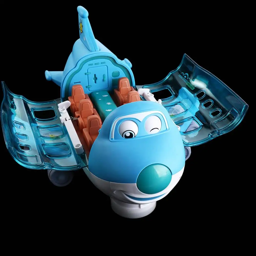 Zmontowany Model Samolotu Elektryczny Światła LED Muzyka Samolot Plastikowe Światła LED Model Samolotu LED Niebieski/Różowy Samolot Muzyczny dla Dziewczynki