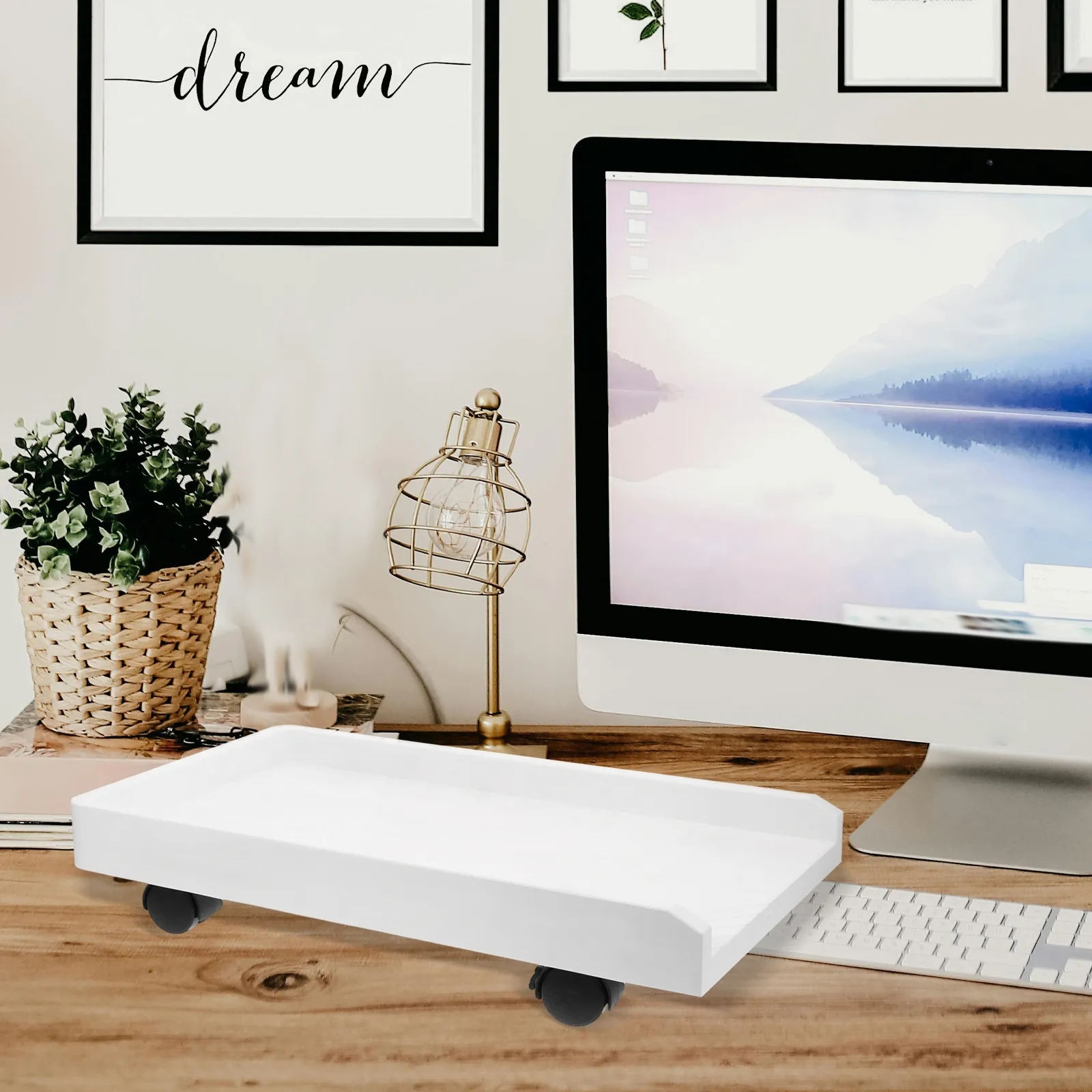 1Set Computer Tower Stand CPU Stand Floor Holder Swivel Brake Wheel Desktop Tower Riser for Carpet Office Use