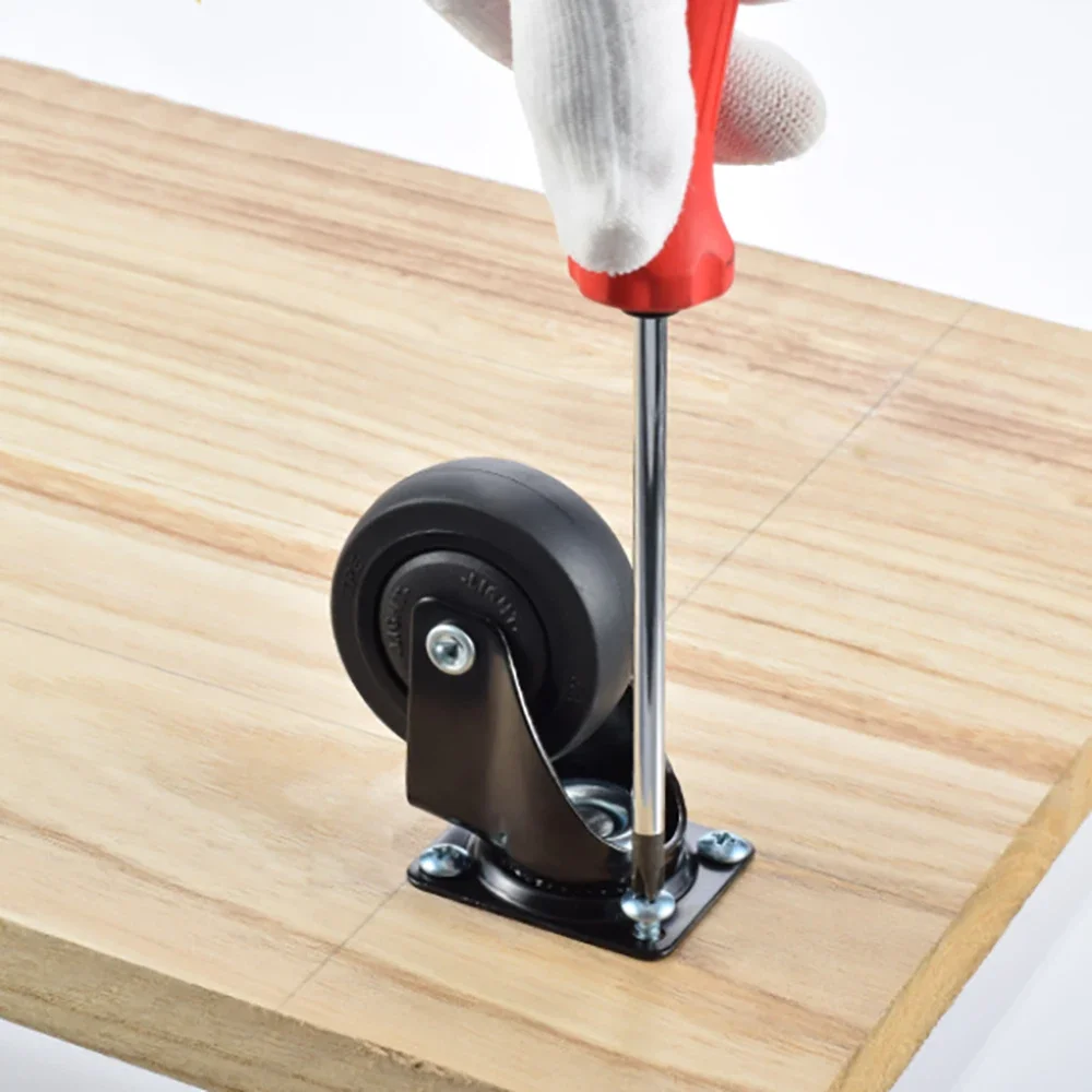 1/1.25 Inch 1.5/2 Inch Black Rubber Furniture Casters Universal Wheels Silent Wear-resistant Casters Baby Crib Brake Wheels