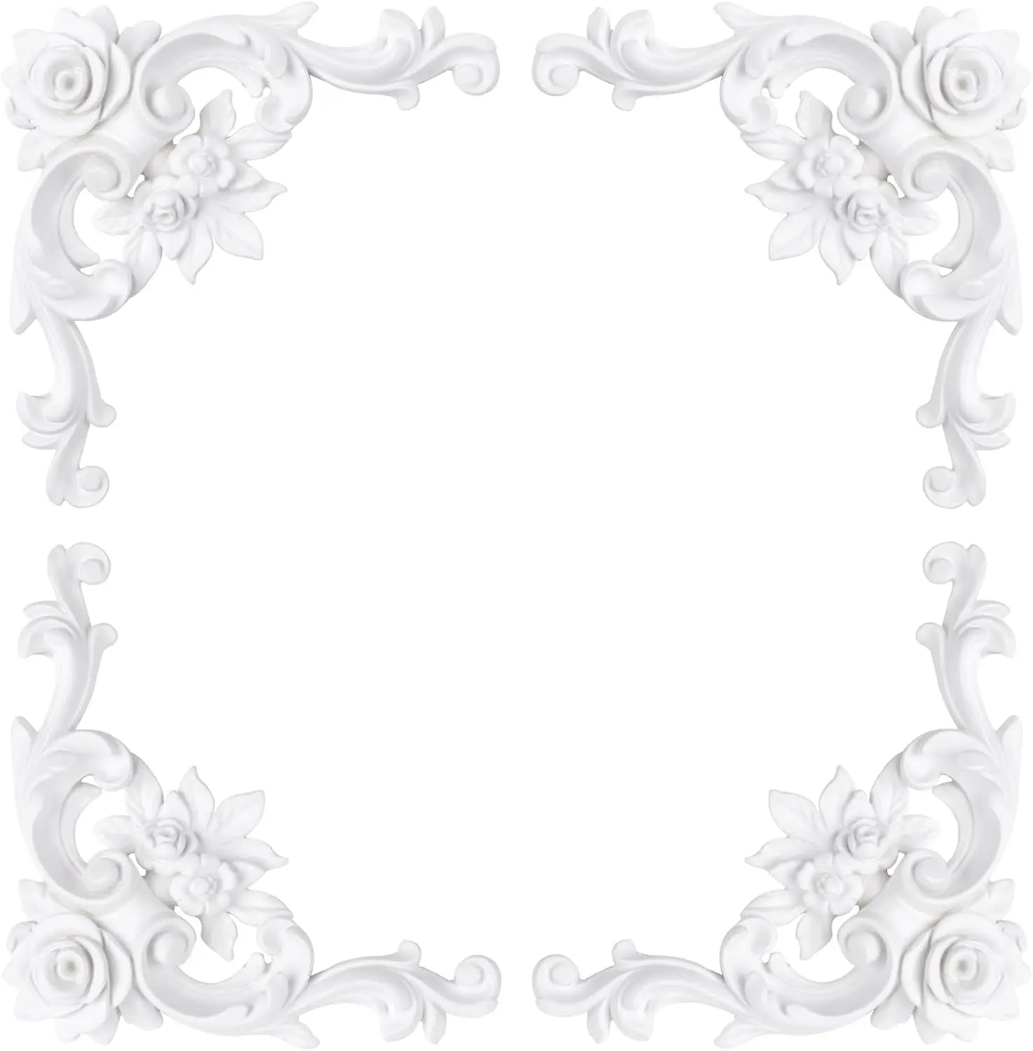 

PU Corner Molding Ornament for Walls,French Style Decorative Accent with Floral Pattern Rose Style Wall Molding Kit Ceiling Trim