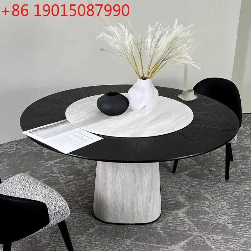 

Итальянский минималистичный обеденный стол и стулья из натурального камня, большой круглый, современный, простой, элитный