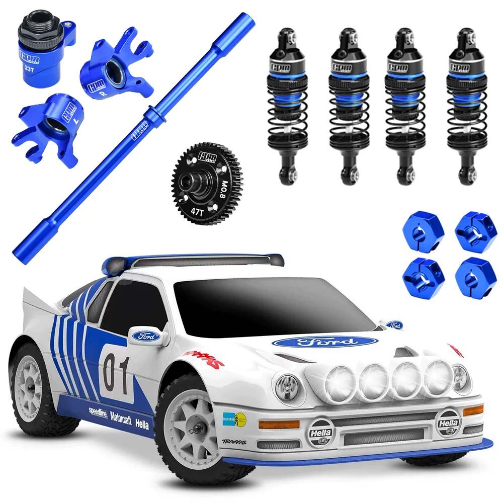 GPM Metal Front Rear Bulkhead Suspension Arms Shock Absorber Drive Shafts Differential for Traxxas Mini Rally 108046-1 RC Car