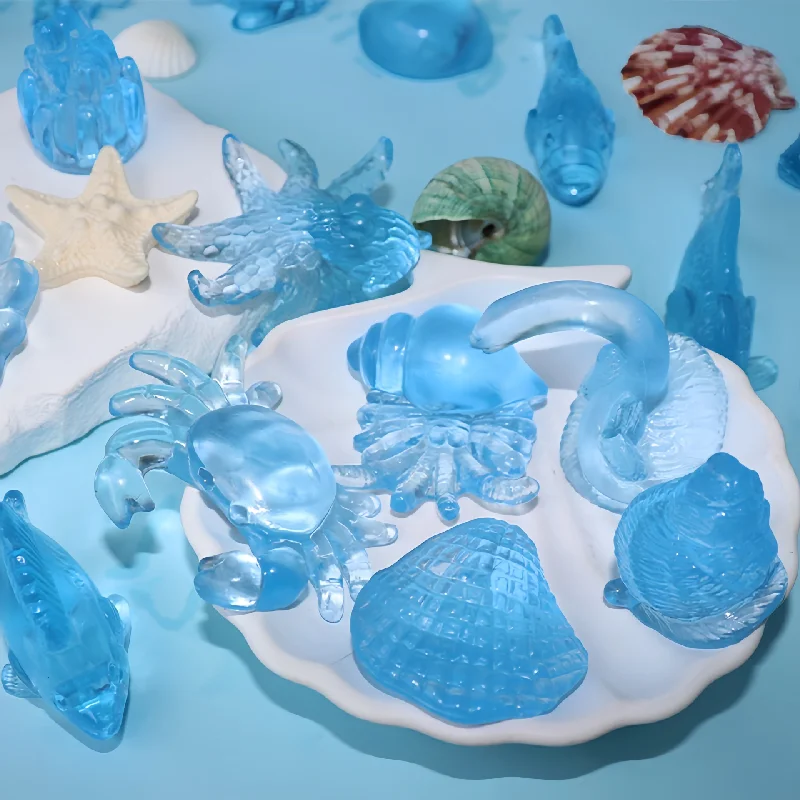 10 قطعة جديد طابا Squshy Kawaii الأزرق البسيطة الحيوان المحيط الأسماك شفافة ضغط ألعاب متململة عشوائي مفاجأة صندوق أعمى هدية عيد #1