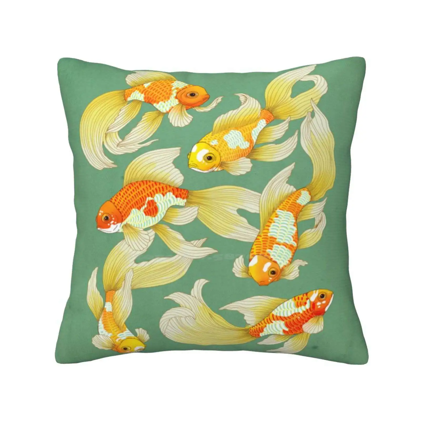 Goldfish Happiness Pillowslip Pillowcase Goldfish Lucky Good Fortune Happiness Aquarium Fish Freshwater Fish Tails Flowing