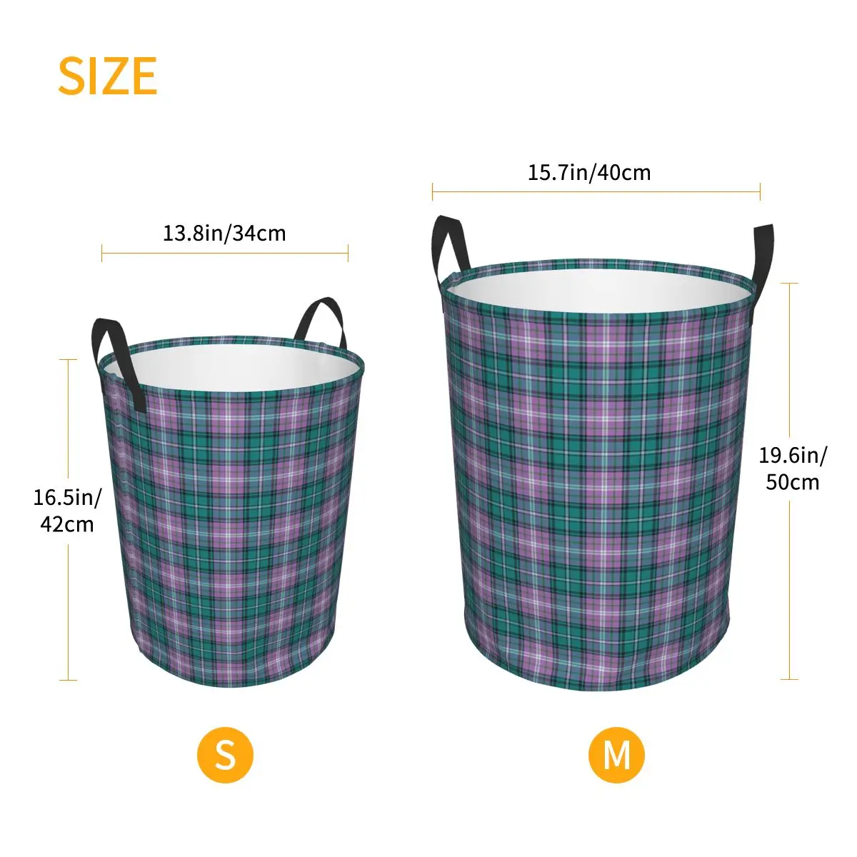 Purple Scottish Tartan Plaid Folding Laundry Baskets Dirty Clothes Home Organizer Large Waterproof Hamper For Home Kids