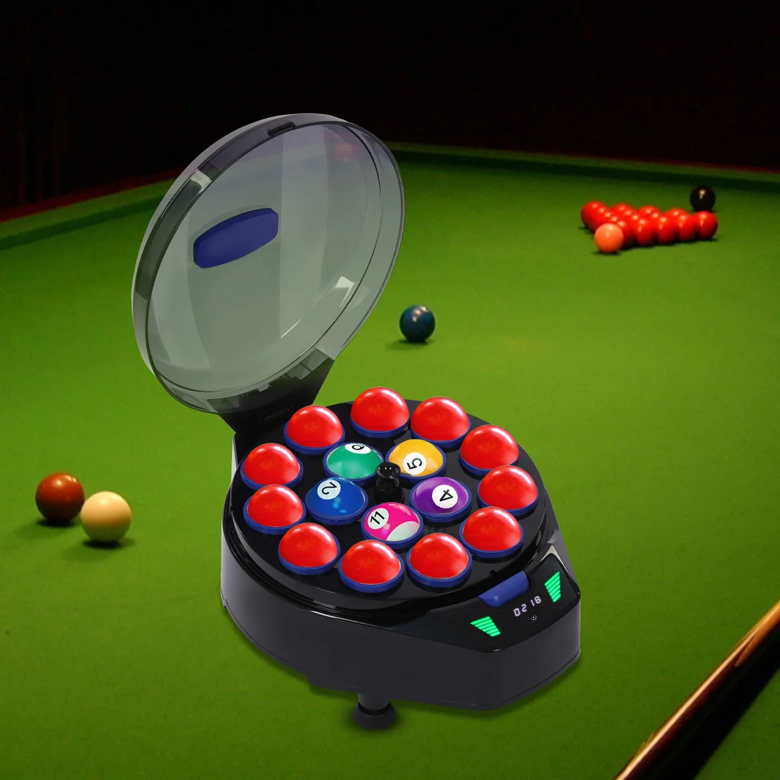 Automatic Pool Ball Cleaner Digital Display for 16 Balls, 180W 2000RPM Black, Billiard Ball Polisher Washer, with Wool Pads