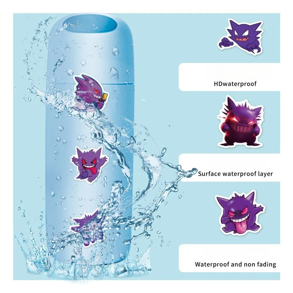 50 Uds. De pegatinas animadas de monstruos de bolsillo Gengar, pegatinas de dibujos animados, juguetes DIY, fundas de teléfono, botellas de agua, portátiles, pegatinas de grafiti de PVC