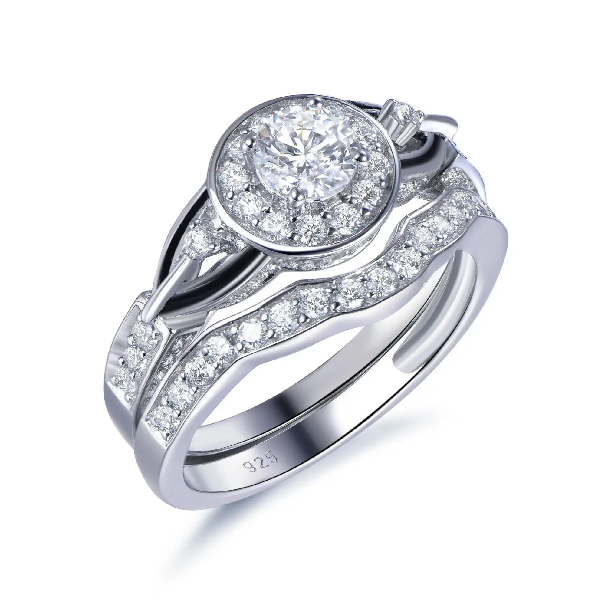 

TKJ 925 Sterling Silver Rings Sparkling 4A Cubic Zirconia Finger Ring for Women Fashion Stacking Wedding Ring Engagement Jewelry