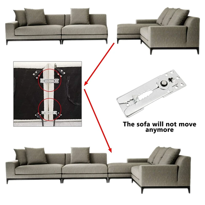 Sectional Sofa Connection with Snap Lock, Couch Clips Furniture Connector, Snap Connector Fastening for Sofa Furniture